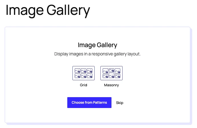 Choosing an Image Gallery layout