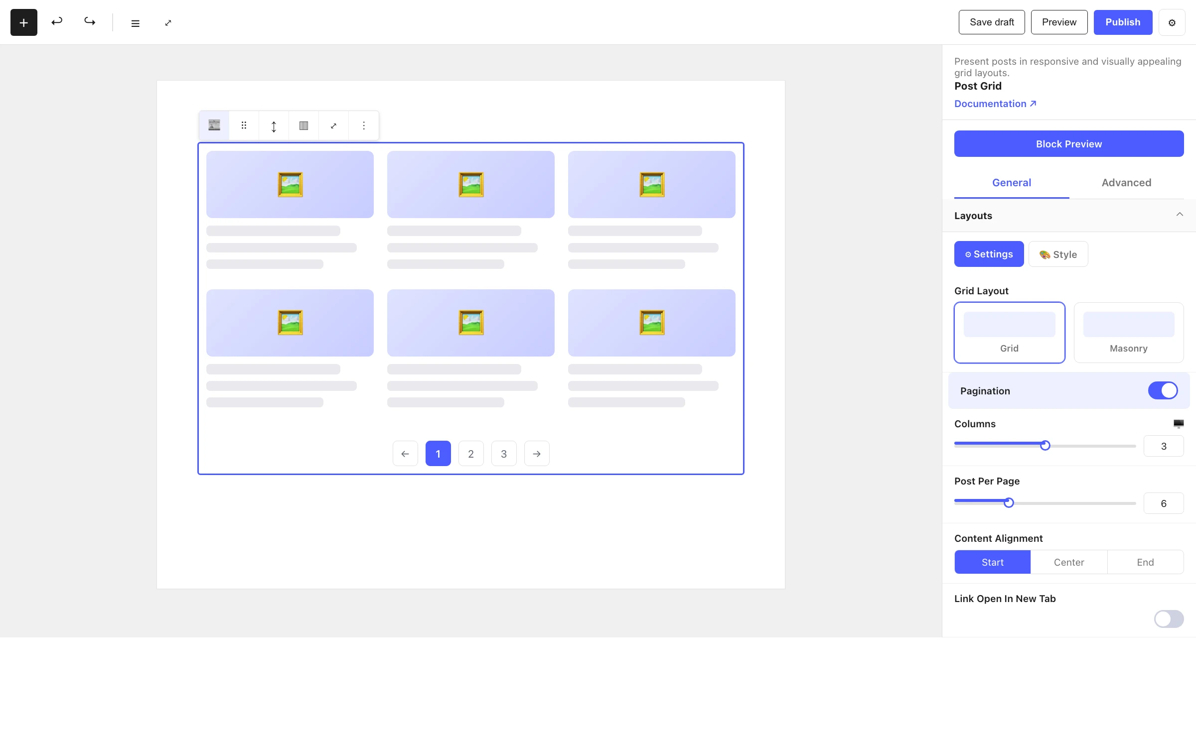 Enabling pagination in the parent block