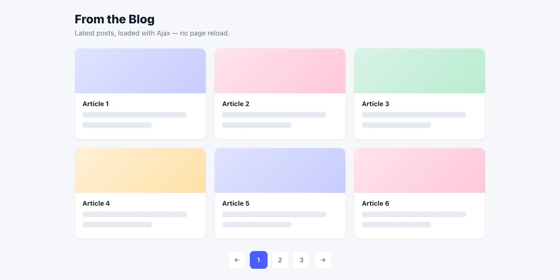 Post Grid with Ajax pagination loading new posts