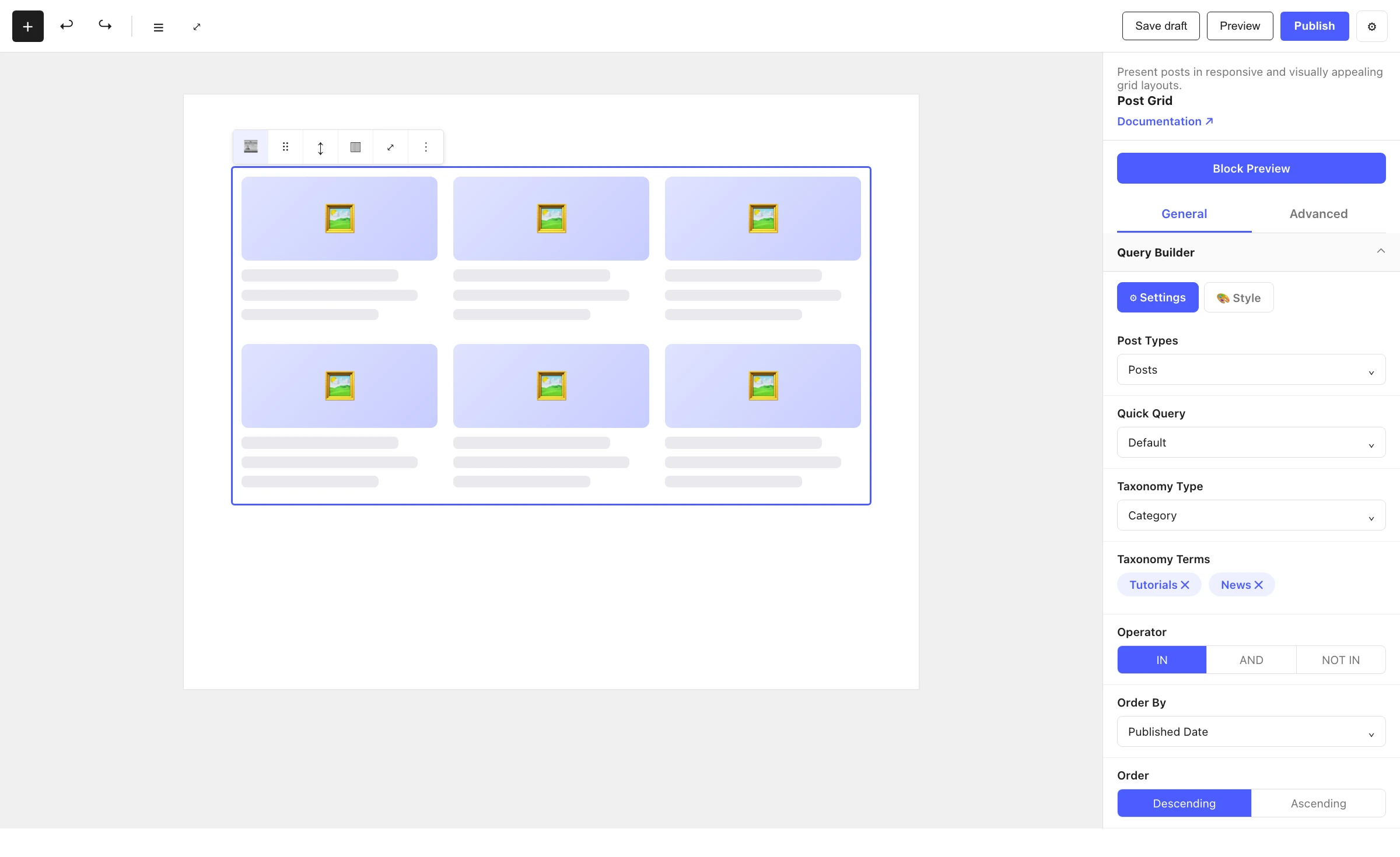 Post Grid Query Builder