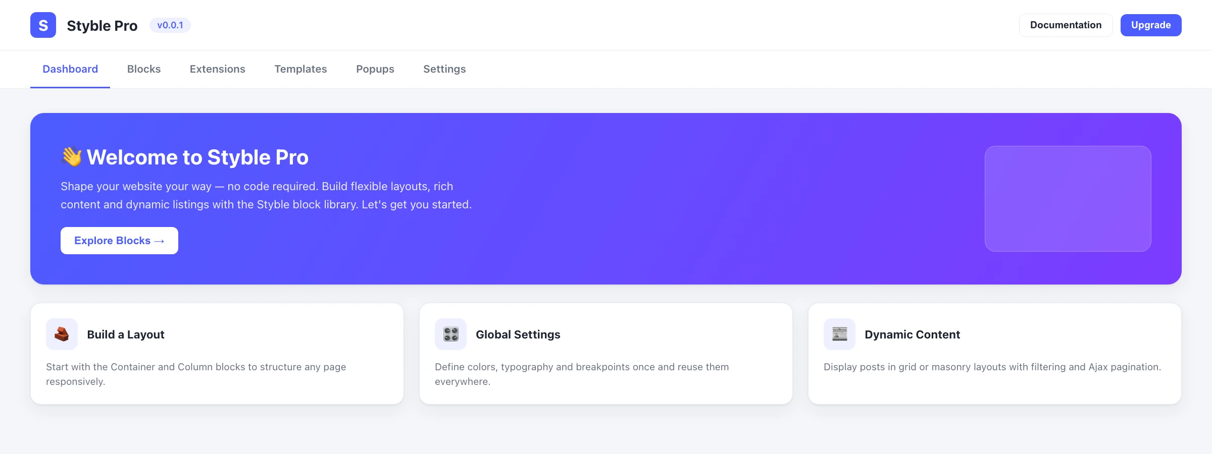 Styble Pro dashboard overview